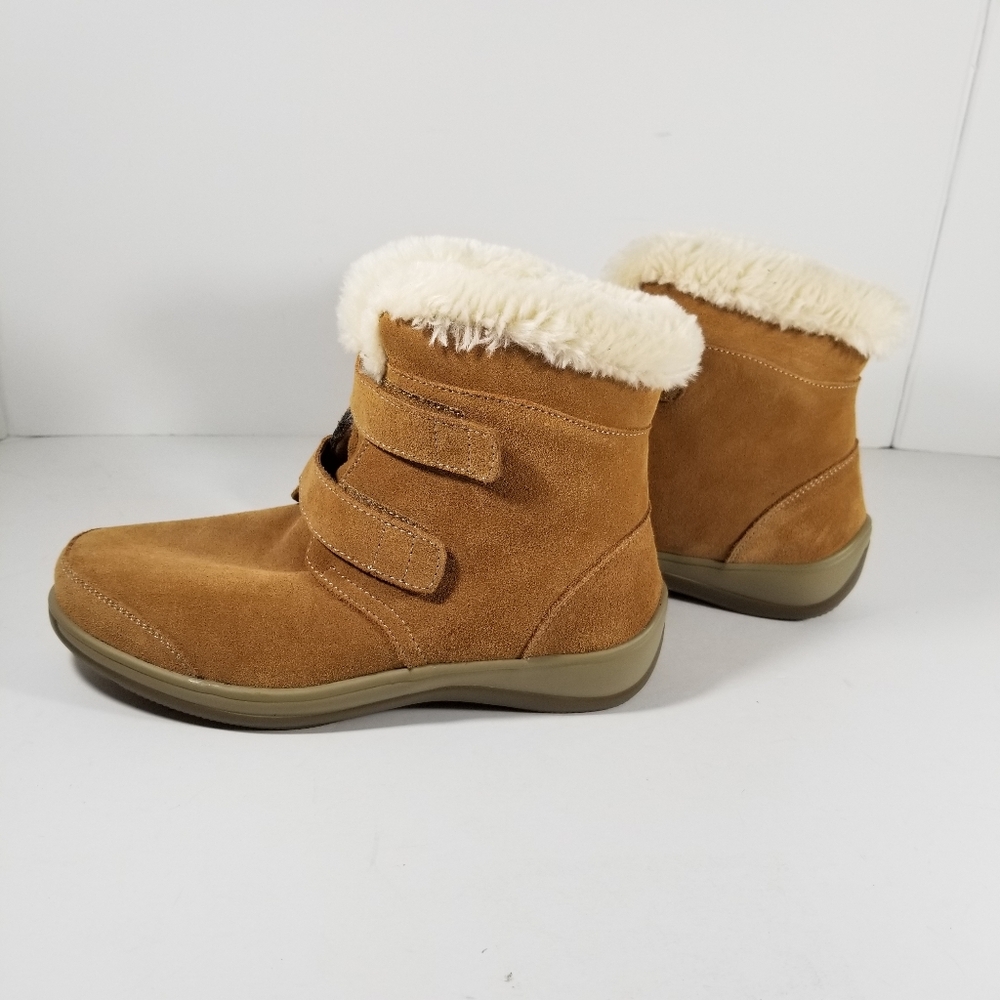 Orthofeet Florence Booties Women's 6.5 Camel Suede Boot Shearling Lined - Picture 2 of 6